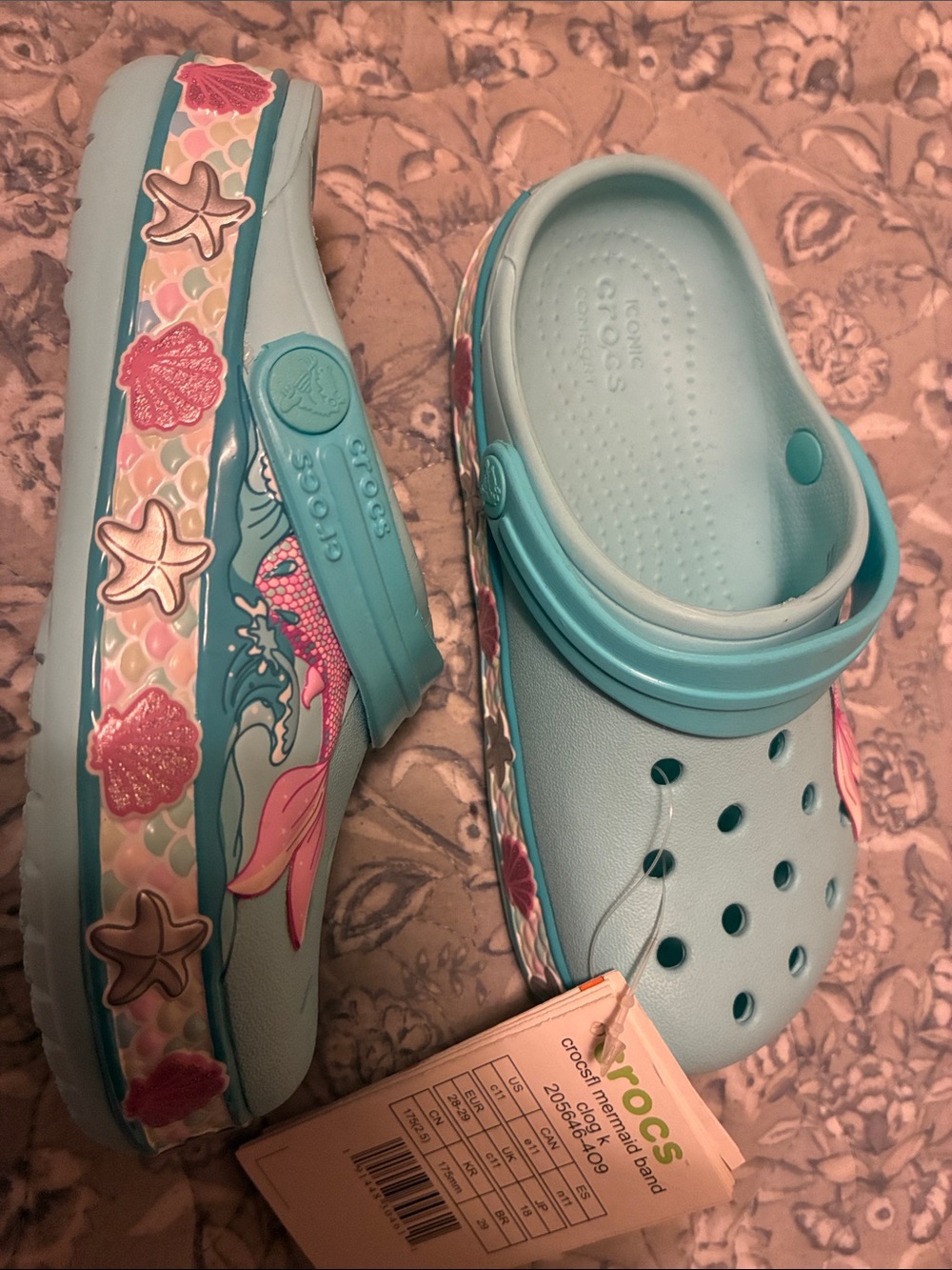 Crocs Mermaid Band Clog K Blue Lightweight Slip On Girls Size: C11